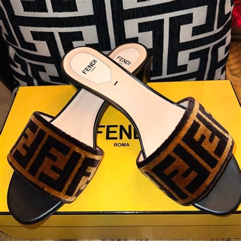 fendi logo print leather mules|fendi mules for sale.